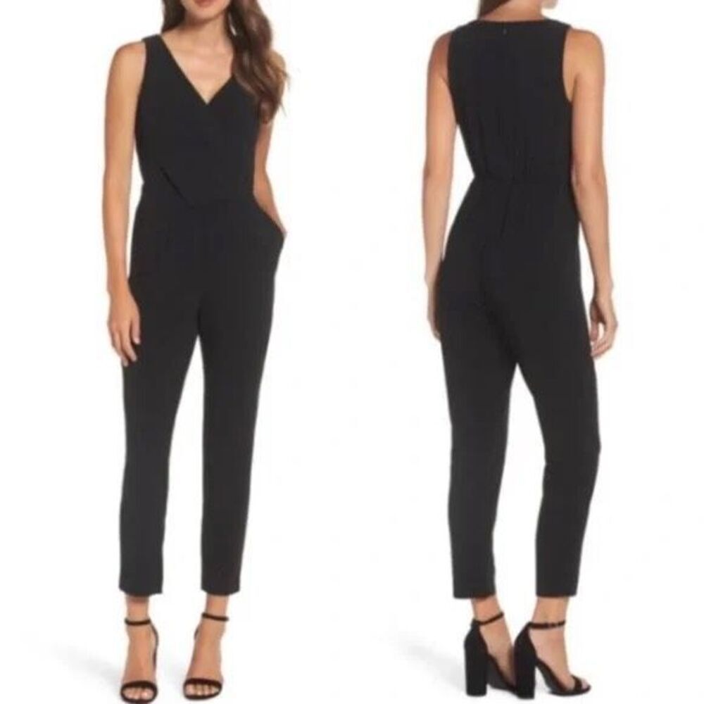 Ali & Jay Los Angeles black sleeveless slim leg asymmetrical jumpsuit size small